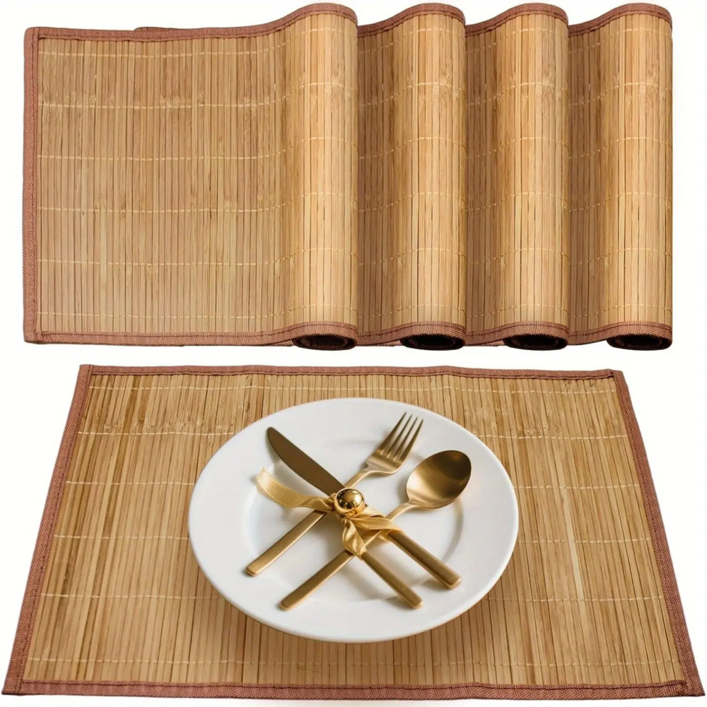 2pcs 4pcs multi piece bamboo placemat set heat resistant rollable kitchen dining table non slip mat insulation mat placemat
