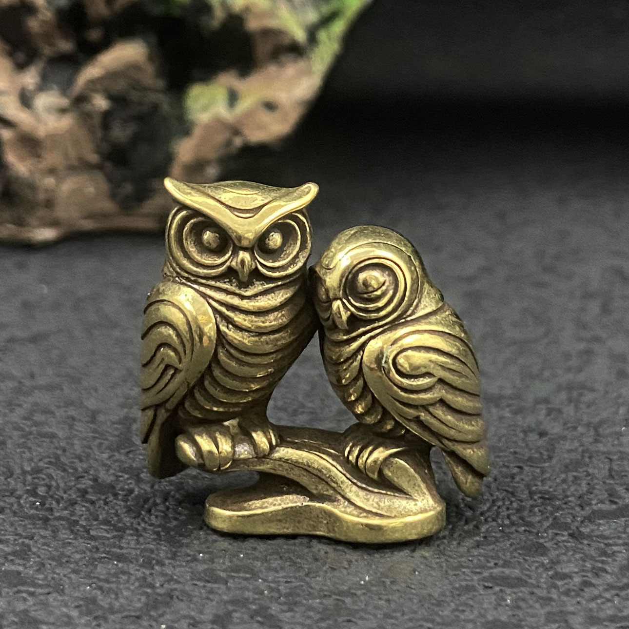 E-shop Sammelfiguren, Ein Paar Eulen-Figuren aus Messing, Solide Dekoration für Zuhause, Schreibtisch, Büro, Bücherregal, Geschenk für Freunde,