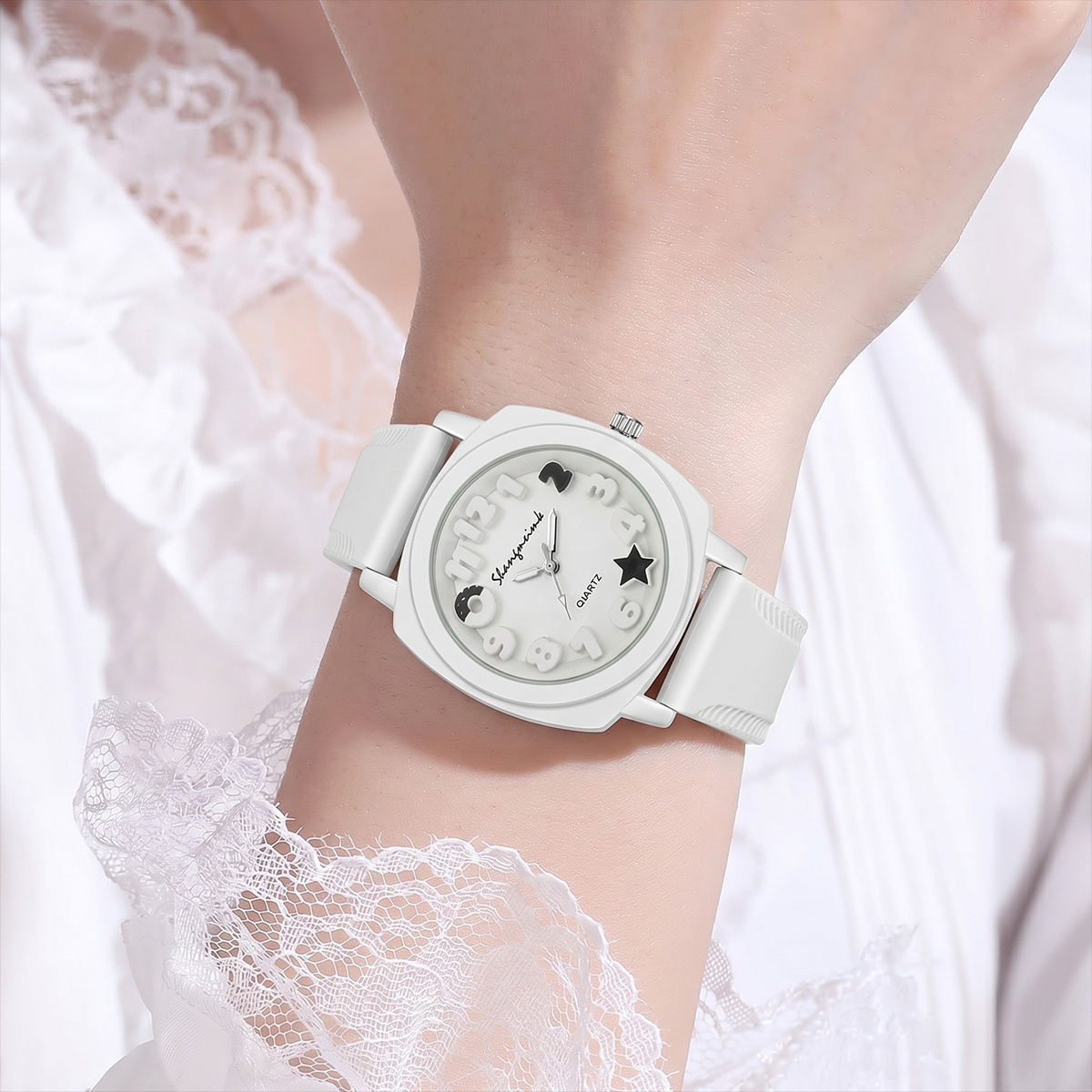 Image of 1pc/new Lightweight Luxury Round Dial Easy Quartz Watch, Exquisite Dial, Silicone Strap, Christmas, Valentine's Day, Teacher's Day, Back-to-, Perfect Gift
