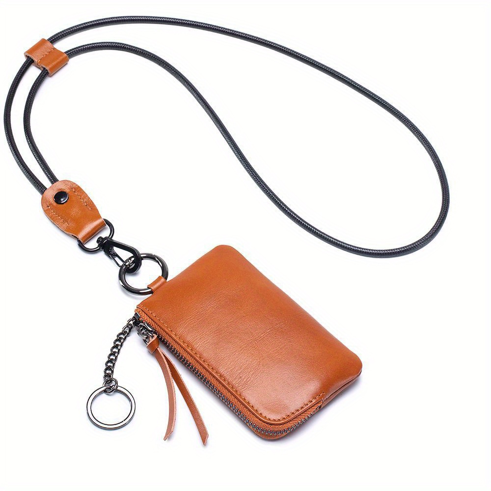1 Synthetic Leather Neck Wallet Mini Coin Purse Keychain Card Holder, Soft And Compact, A Must-have For Travel, Perfect Gift For Women