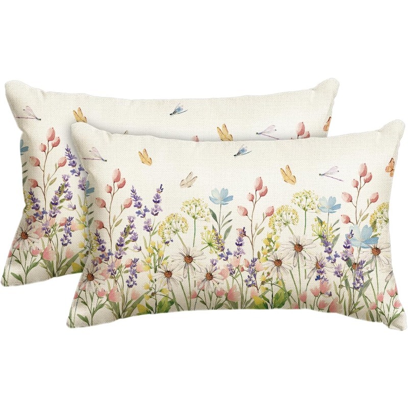 TEMU 2 Piezas Fundas de Cojín Margarita y para Sofá, Cama o Silla - Fundas Decorativas con Cremallera, Estampado de , Adecuadas para Decoración (Sin