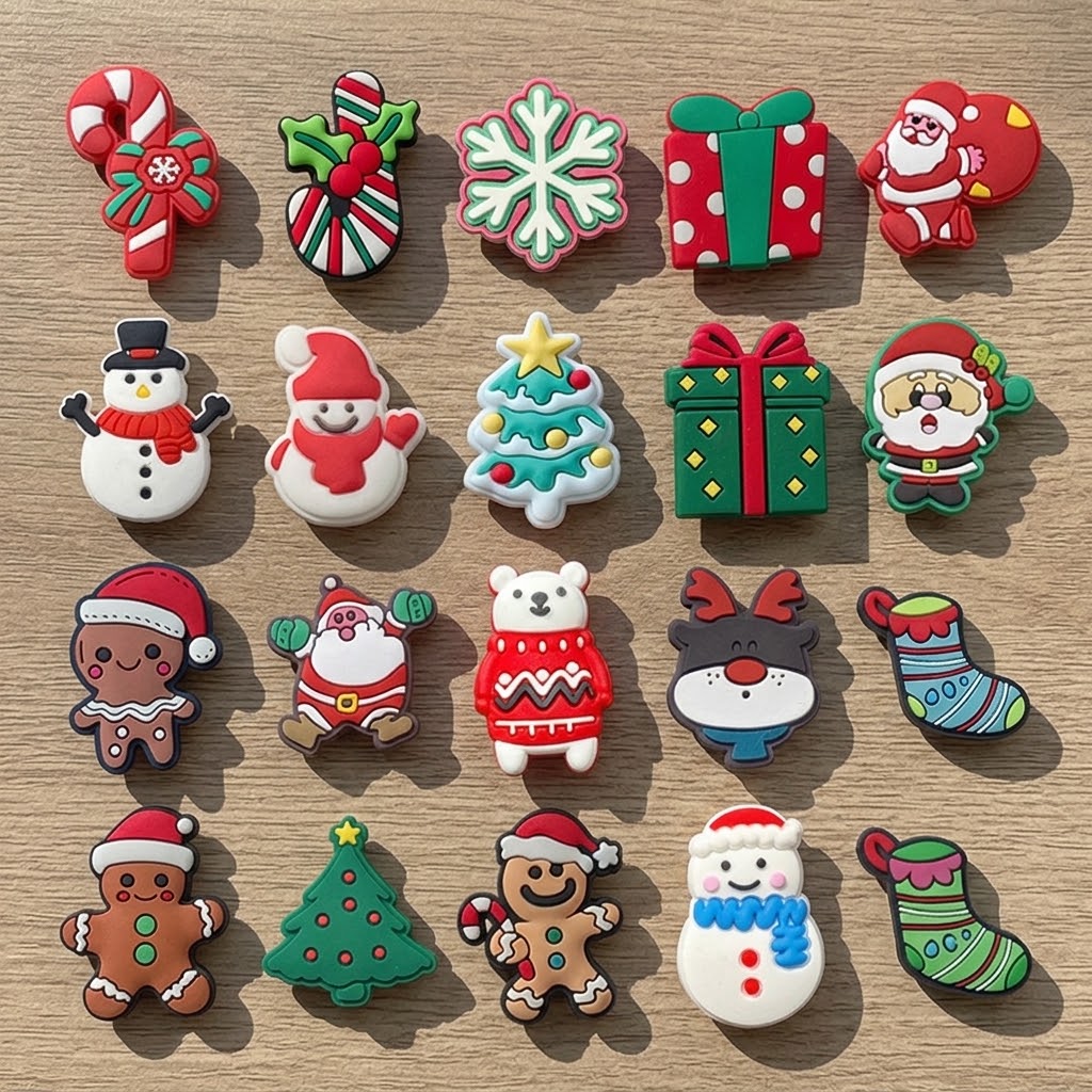 TEMU Ensemble de 20 breloques de chaussures en PVC sur le thème de Noël - Ajouts festifs et colorés pour sabots et sandales - Parfait pour de fête
