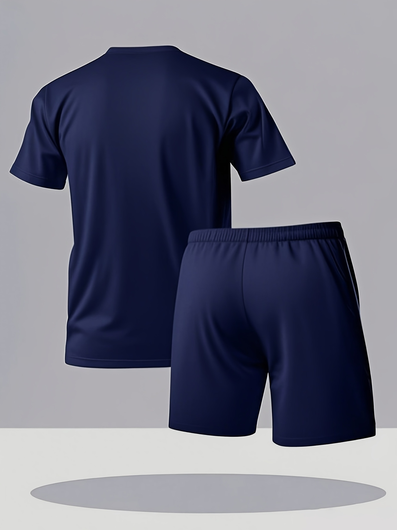 Paris Gradient Letter Print Men's Two-Piece Set: Crew Neck Short Sleeve T-Shirt and Drawstring Shorts Summer Casual Sportswear