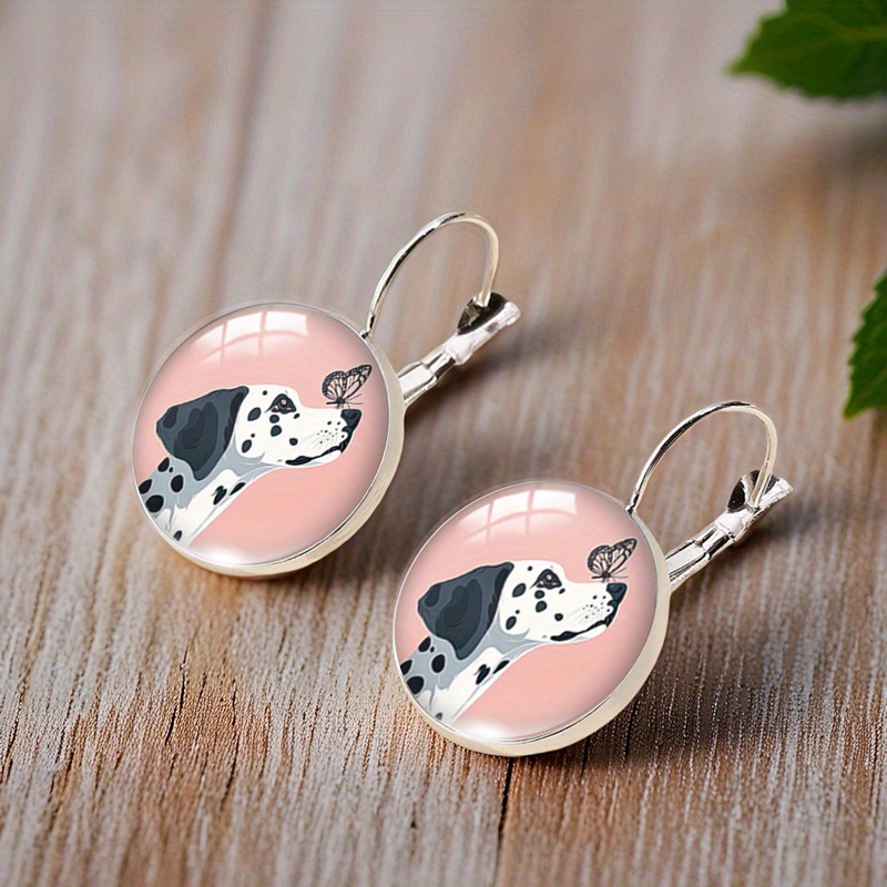 Dalmatian Butterfly Round Handmade Trendy Earrings