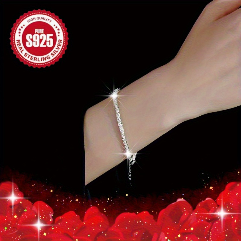 Sparkling 925 Sterling Silver Starry Bracelet, Lightweight
