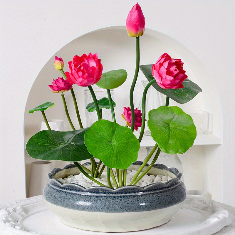 Realistic Lotus Water Lily Pads And Lotus Flowers, Hand-Feel Realistic, an  * for Pond Decoration And Landscaping. * for Home Decor Or Shooting Props *  Artificial Flowers * *