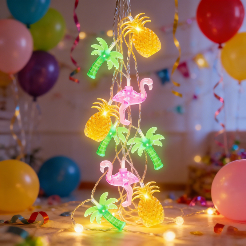 Image of Tropical Beach-style Hawaiian String Lights, Tropical Flamingo Fairy Lights, Battery Supply (without Batteries), Party, Beach, Bedroom, Birthday, Engagement, Festive Atmosphere Decorations Halloween