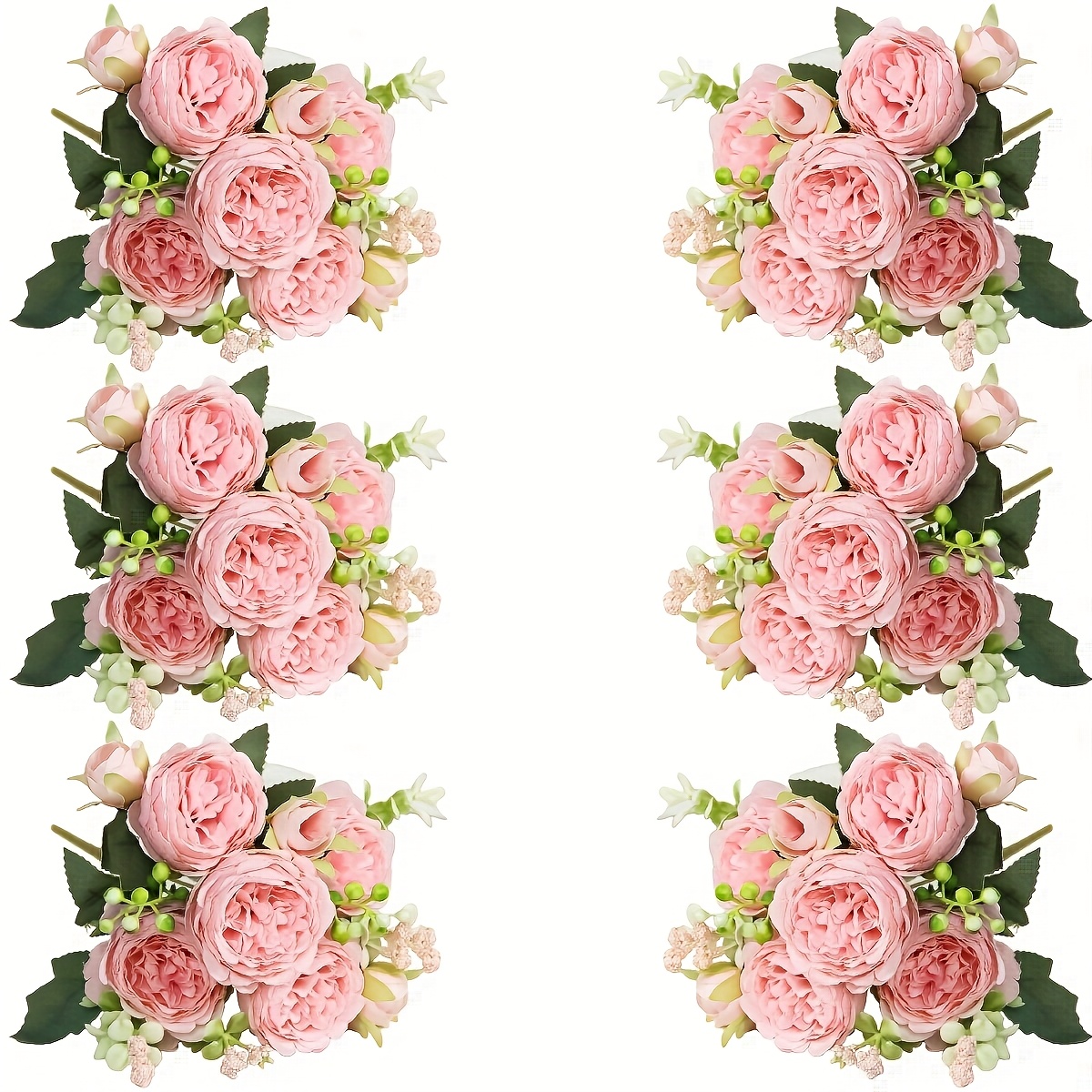 TEMU House Decor With 6 Realistic Peony Bouquets. As -free And Instantly Beautiful Piece Of Decor, Are Perfect For Vibrant Color To Your Home,