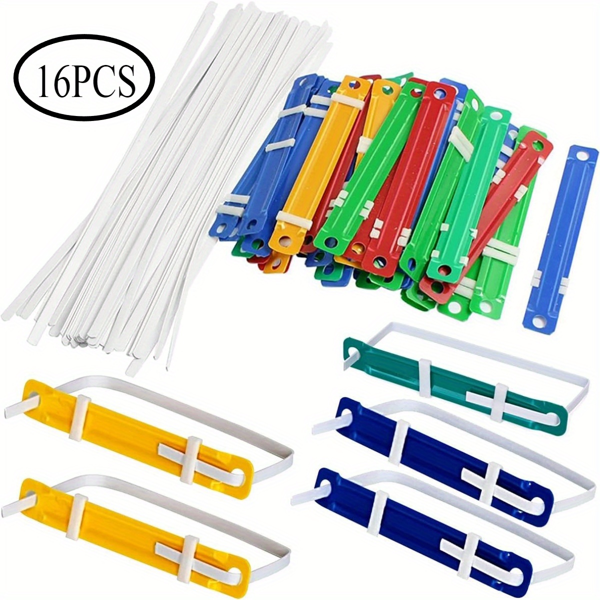 TEMU 16 pezzi di fermagli in plastica e carta, colorati, per documenti e file, clip a 2 per raccoglitori, fermaglio per rilegatura a fogli mobili (