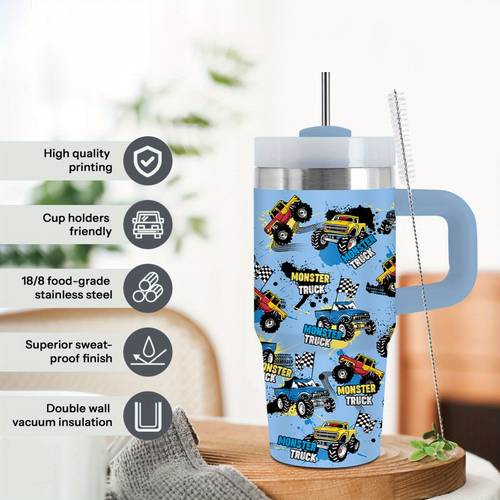 1pc crazy off road vehicle creative stainless steel with handle straw bpa travel perfect gift idea sports water bottle travel mug cars outdoor for friend