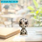 2D Flat, 1pc 360 rotating 2D flat acrylic decoration Polka Dot Sculpture with Exaggerated Eyes and Decorative Pattern Suitable for living room decoration, desktop decoration with base, , 2D Flat