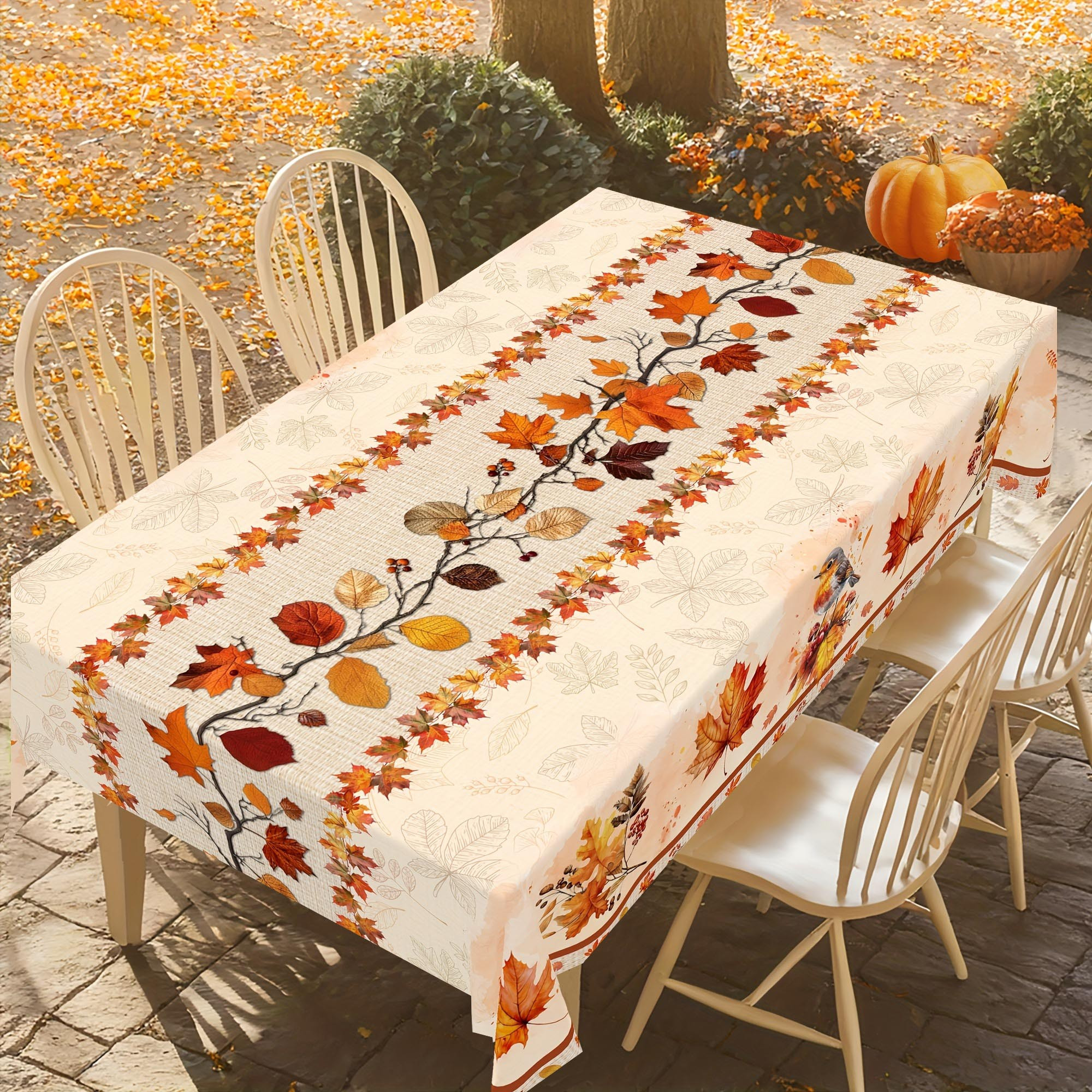 TEMU 1 pz, Tovaglia con motivo a foglie d'acero per il Ringraziamento autunnale, Copertura per tavolo da cucina per la casa, Materiale in poliestere