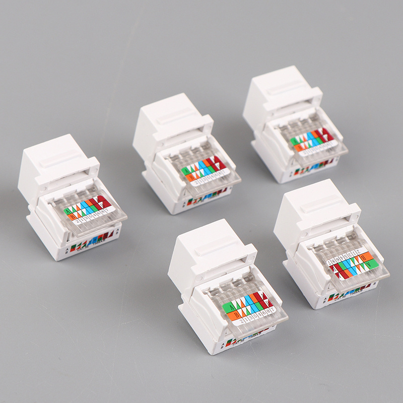 TEMU 5pcs Rj45 Connector Sockets - White Plastic Cable Adapter Jacks For Computer Outlets, Durable & Easy-to-use Networking Components, Cable