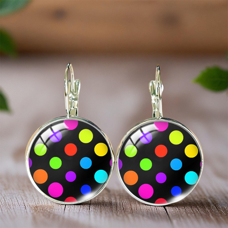 E-shop 1 Paar farbige runde Ohrringe mit Tupfen, trendiger handgefertigter Schmuck, Glasglocken-Ohrringe