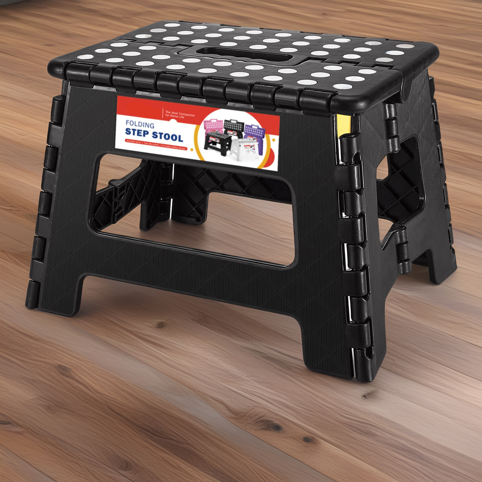 Folding Step Stool 2-Step Folding Stool, Non-Slip Plastic Steps