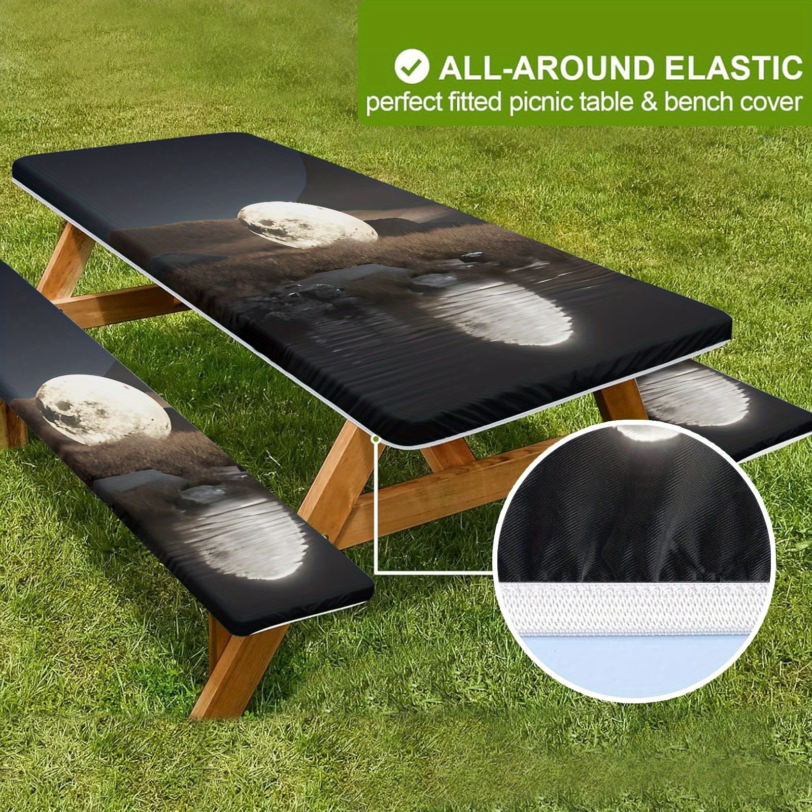TEMU 3pcs 76x122cm+30x122cm Camping Tables And Chairs With A Pattern, In , , Covered With Elastic Fabric And Fitted With A 30x72 Inch Camping Short