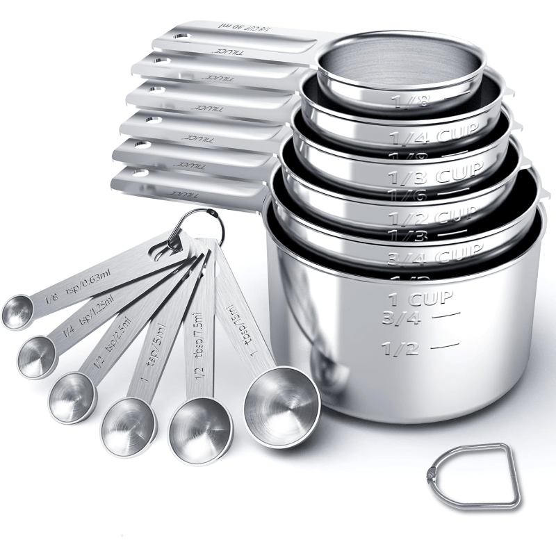 TEMU Stainless Steel Measuring Cups & Spoons Set, Cups And Spoons, Kitchen Gadgets For Cooking & Baking (12)