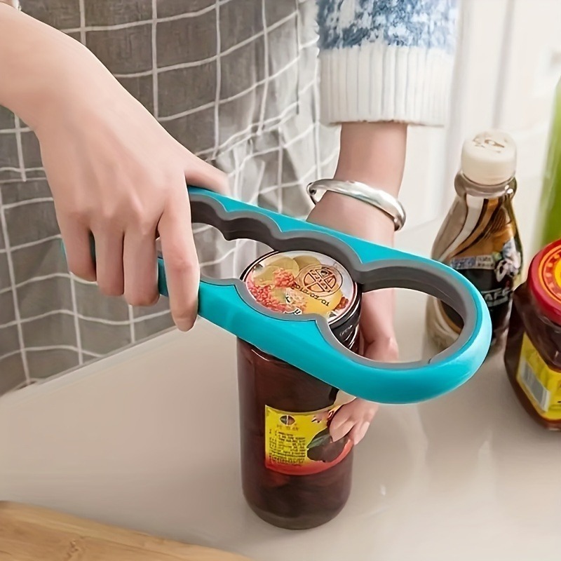 1pc labor saving multi functional bottle and can opener random color non slip handle kitchen bottle opening tool     with weak hands     bottle and can lids suitable for kitchen restaurant and daily home