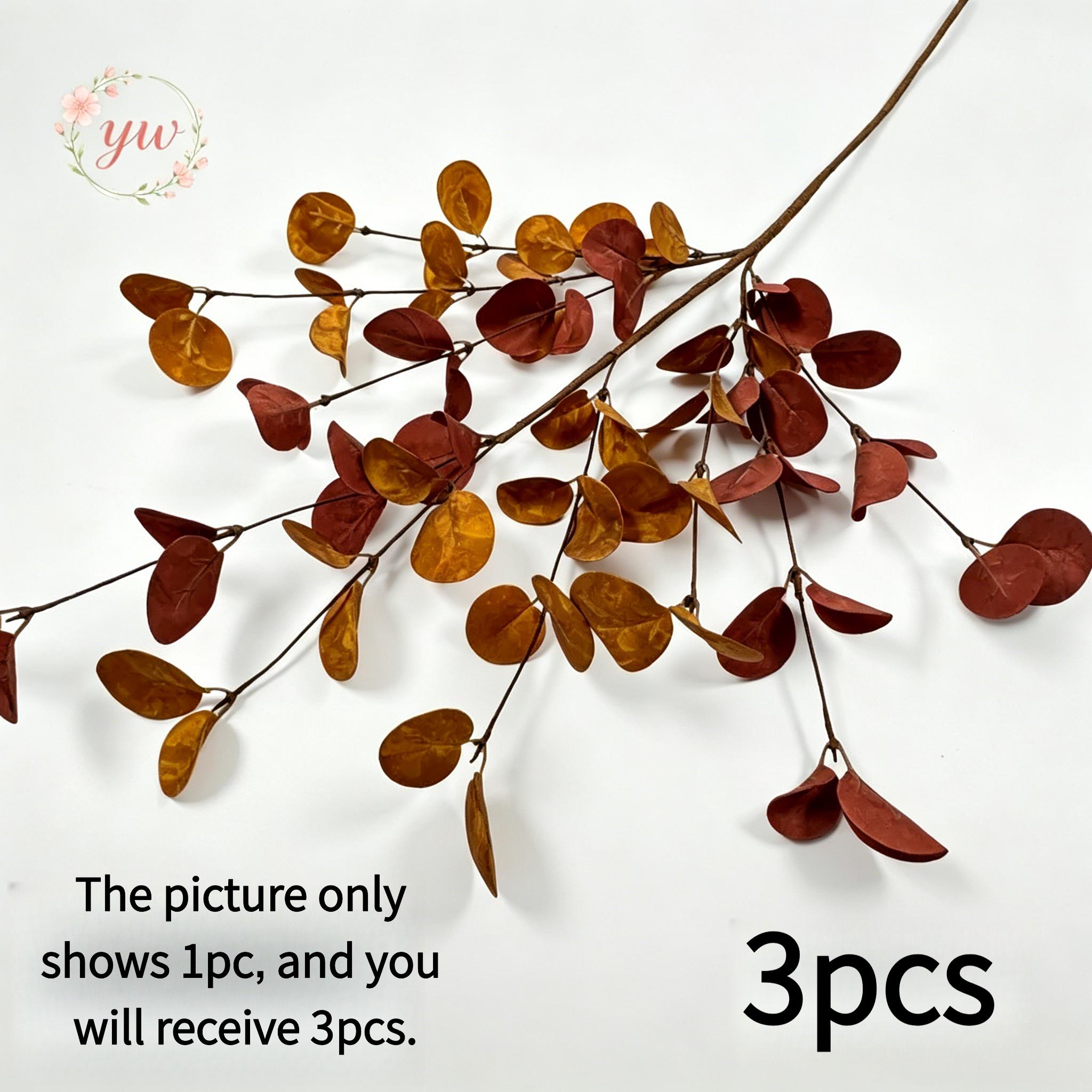 TEMU 3pcs Set, 68cm Autumn Eucalyptus Leaves With 9-prong Pe Natural Eucalyptus Stems, Perfectly Suitable For Styles, Living Room, Bedroom, Dining
