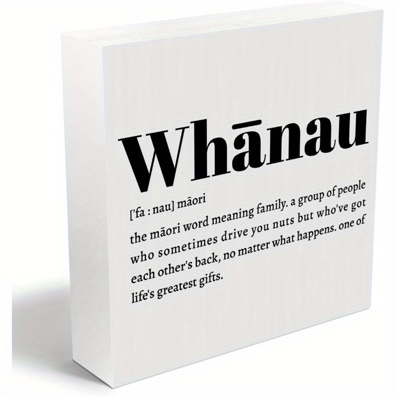 TEMU Decorative & Plaque Whānau Definition Maori Wood Box Plaque - 5x5 Inch Rustic Style Wood Hanging Ornament With Inspirational Family Quote,