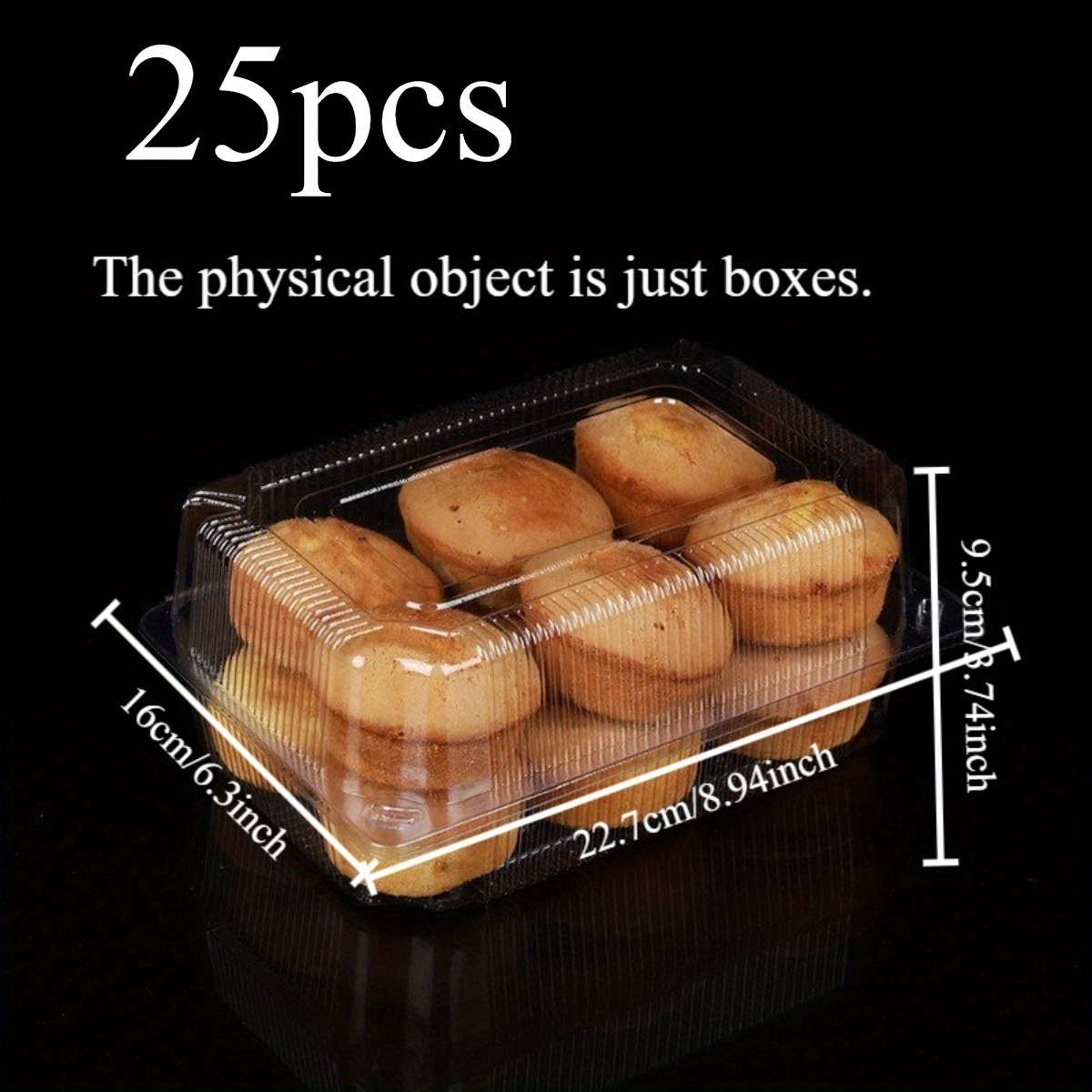 Image of 25 Durable Plastic Food Containers With Transparent Lids, Perfect For Takeout, Including Loaf Containers For Desserts, Cake Slices, Salads, Pastries, And Sandwiches