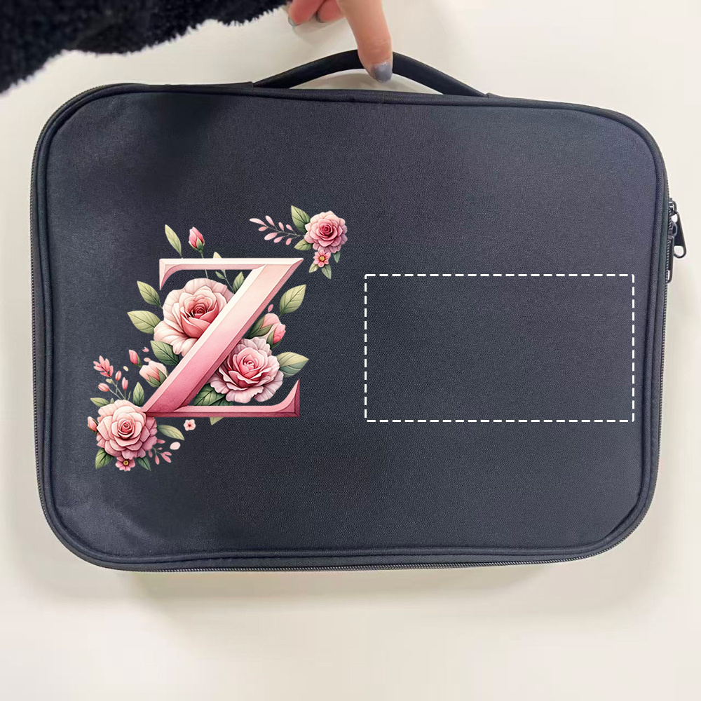 Custom Floral Initial Laptop Tote Bag with Monogram