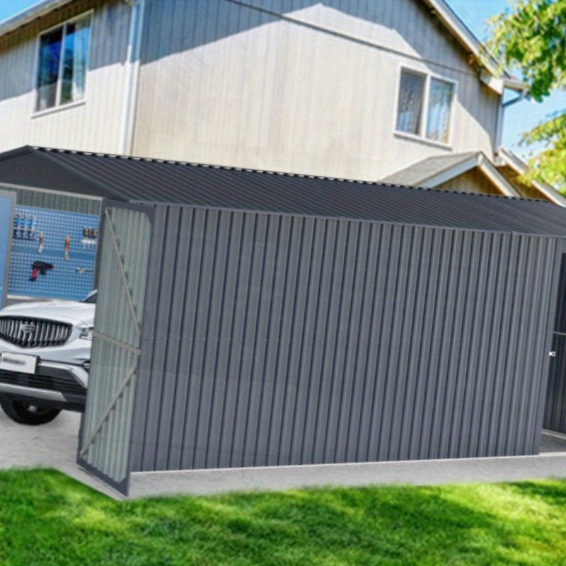20x10ft Heavy-Duty Metal Outdoor Shed with 2 Doors & 4 Vents - White Garden Tool House for Car, Truck, Bike, Lawnmower Storage - Durable Backyard Utility Storage for Tools, Bikes, and More, Shed for Outdoor Storage, Vehicle Protection, Modern Aesthetic, Sturdy Construction, Storage Sheds for Outside