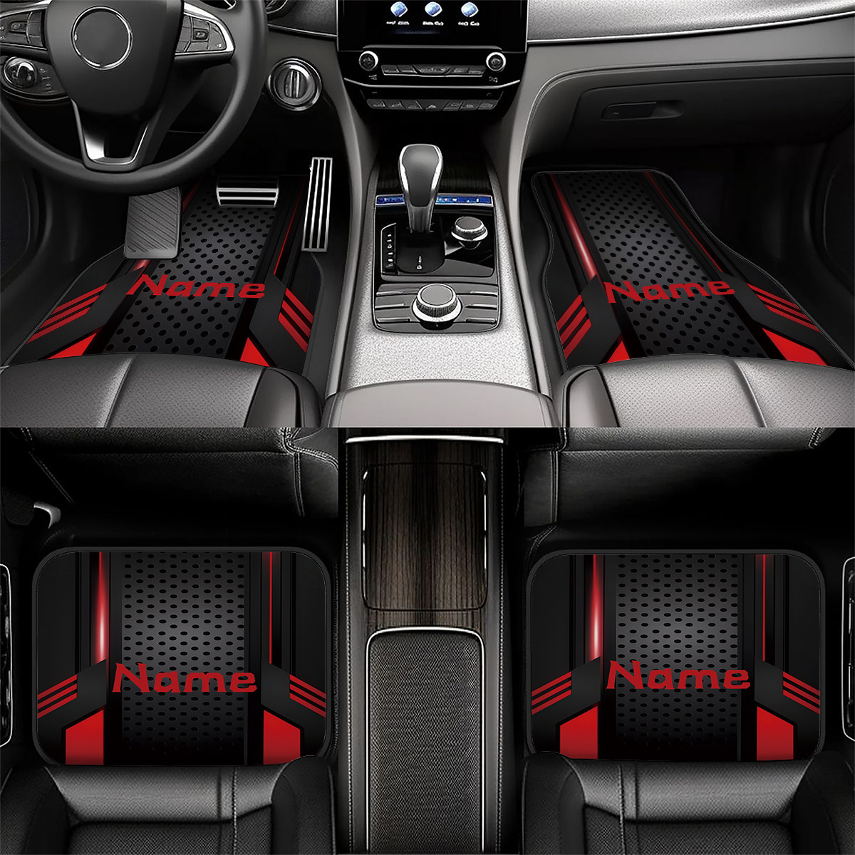 TEMU Set tappetini per auto personalizzati, con supporto per nomi/testi personalizzati e design con fantasie multicolore personalizzate �� Tappetini