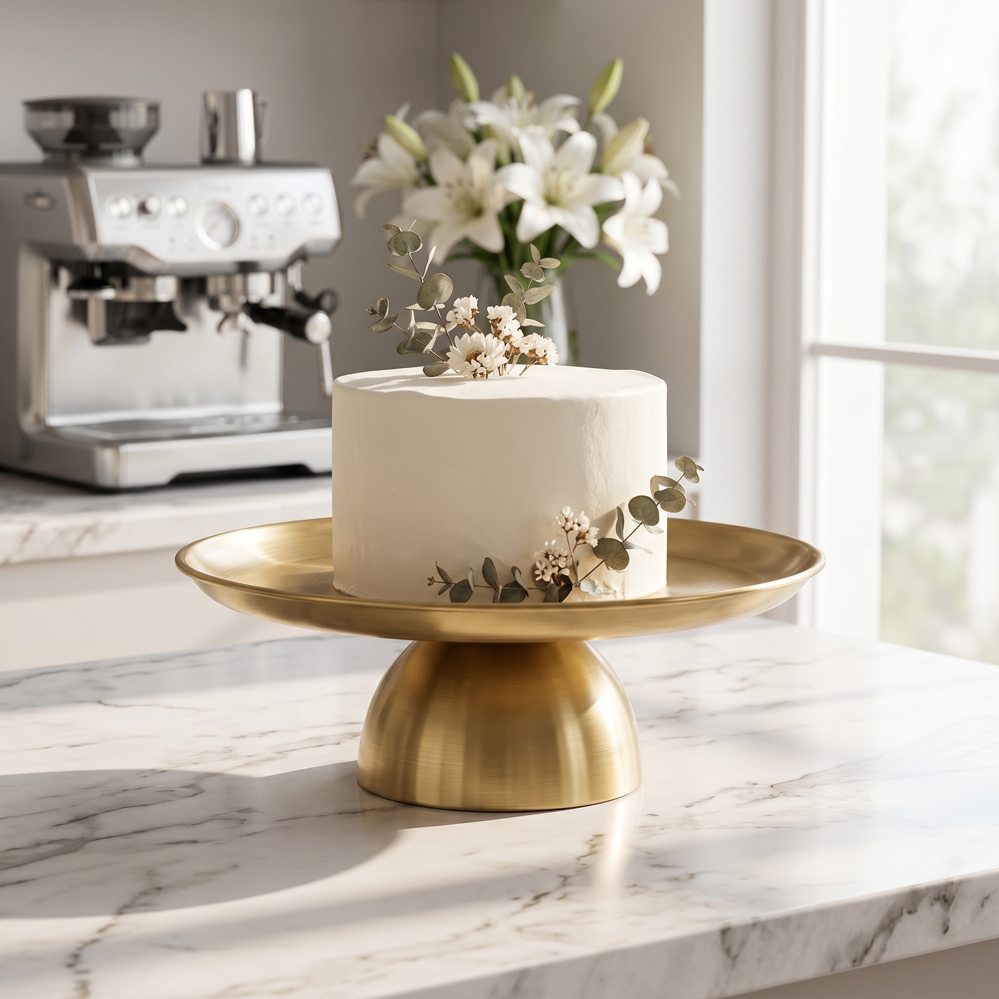 Stylish Minimalist Round Stainless Steel Serving Tray