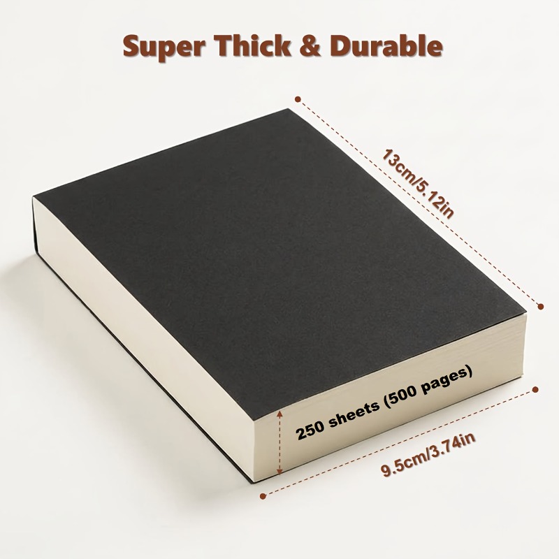 Black A6 Cardstock Sketch Pad, Portable Drafting Notebook