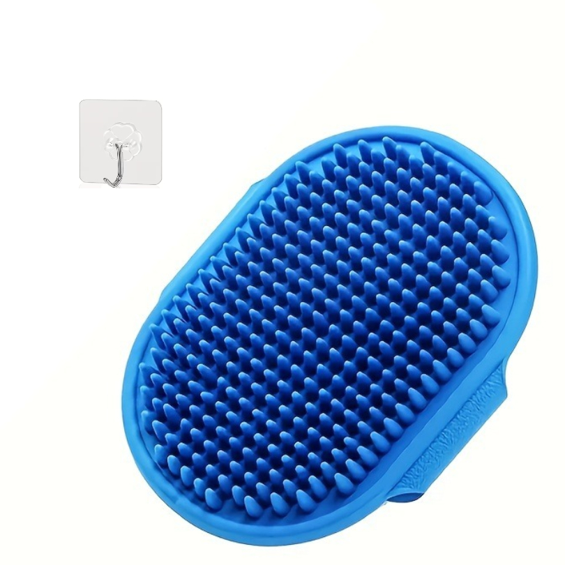 TEMU 2 Brosses de Bain et Gants de Massage pour Animaux - 1 Brosse de Nettoyage et Massage + 1 Crochet - Manche Rond Réglable, Prise Antidérapante,