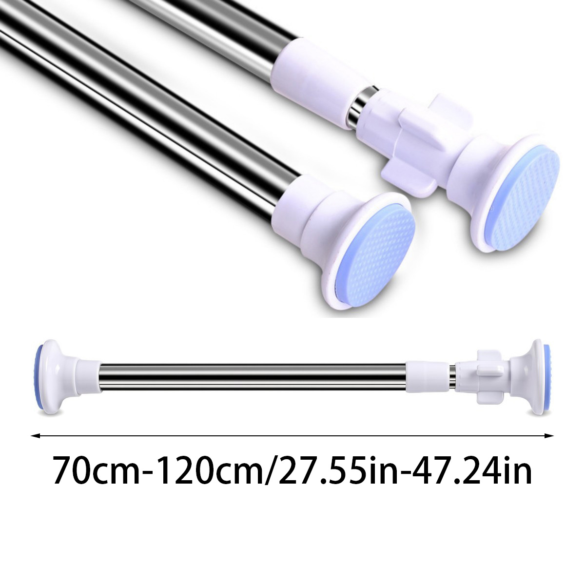 TEMU 1pc, Adjustable Tension Shower Curtain Rod, No-drill Sturdy And Durable Telescopic Rod, Suitable For Bathroom, Closet, Window, No Installation