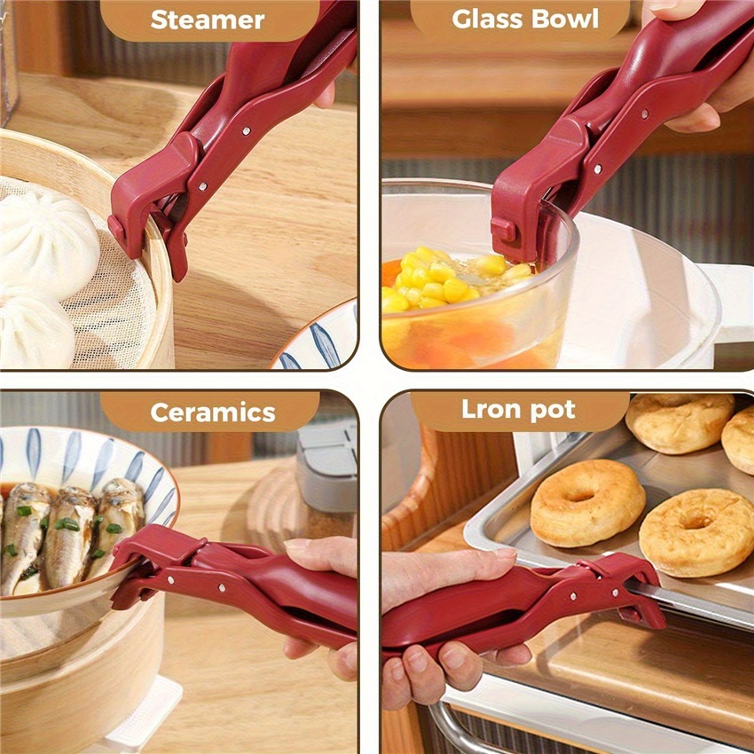 2 4pcs heavy duty heat resistant tongs up to 446 f 230 c non slip bowl pot tray clips for oven air fryer stove grill single hand operation with anti slip base ideal for home and professional kitchens Product details 5