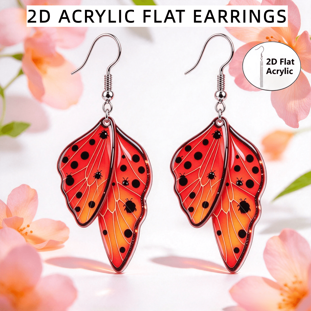Women's Butterfly Wing & Ladybug Dangle Earrings