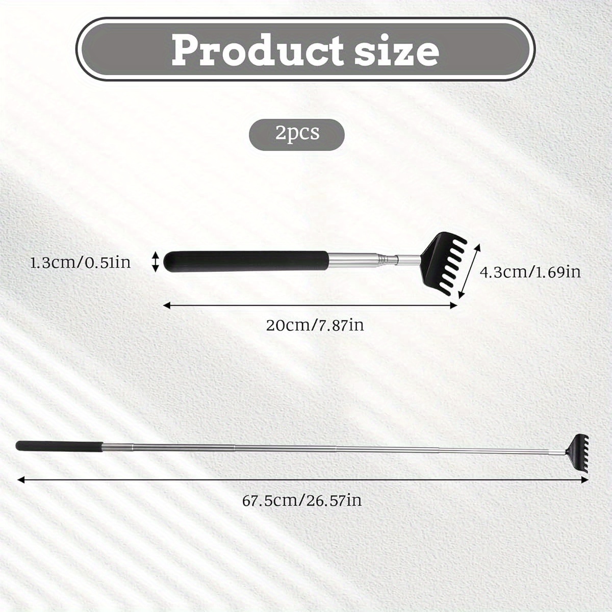 bohuiz 2 pack extendable back scratcher portable   scratcher with rubber handles back scratchers black extendable back massager tool novelty idea gifts for adults men women Product details 0