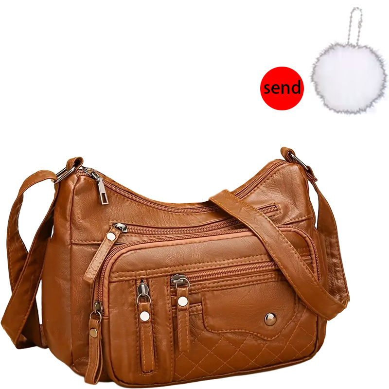 TEMU Women's Crossbody Bag - 2pcs [1 Bag   1 Pom Pom] Spring/summer Unisex Fashion Single Shoulder Bag With Multiple Pockets Suitable For Travel,