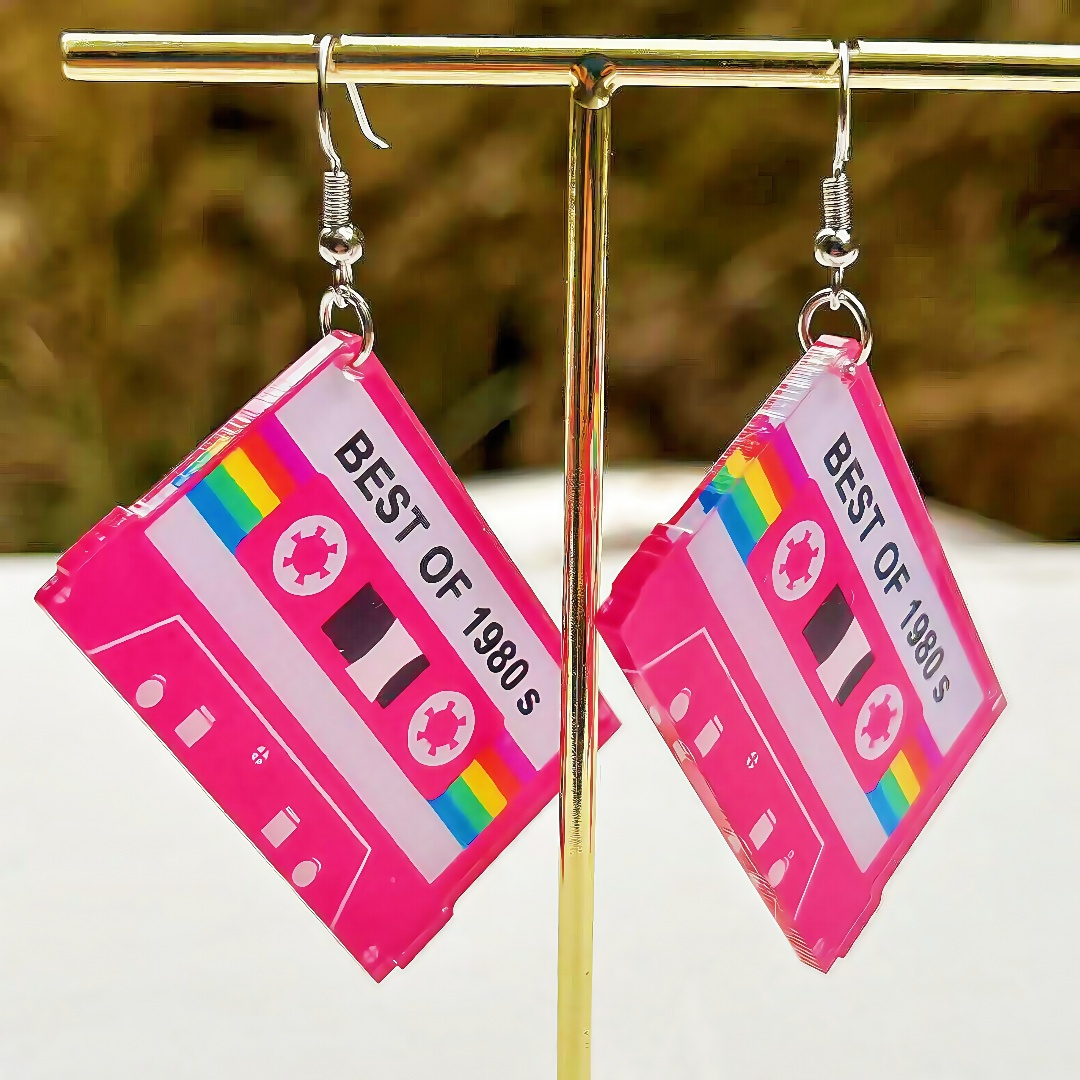 1 Pair Of Tape Recorder Earrings, Vintage, Old-fashioned, , , Cute, Elegant, , Geometric Shape, Daily Commuting, Dating Parties, , Travel Vacations