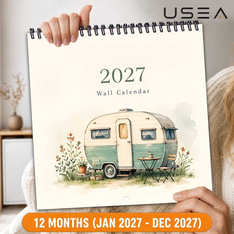 TEMU 2027 Wall Calendar 2027 Wall Calendar, 12-month Hanging Monthly Planner With Twin Wire Spiral Binding, 8.3x8.3 Inch Square Calendar With Large