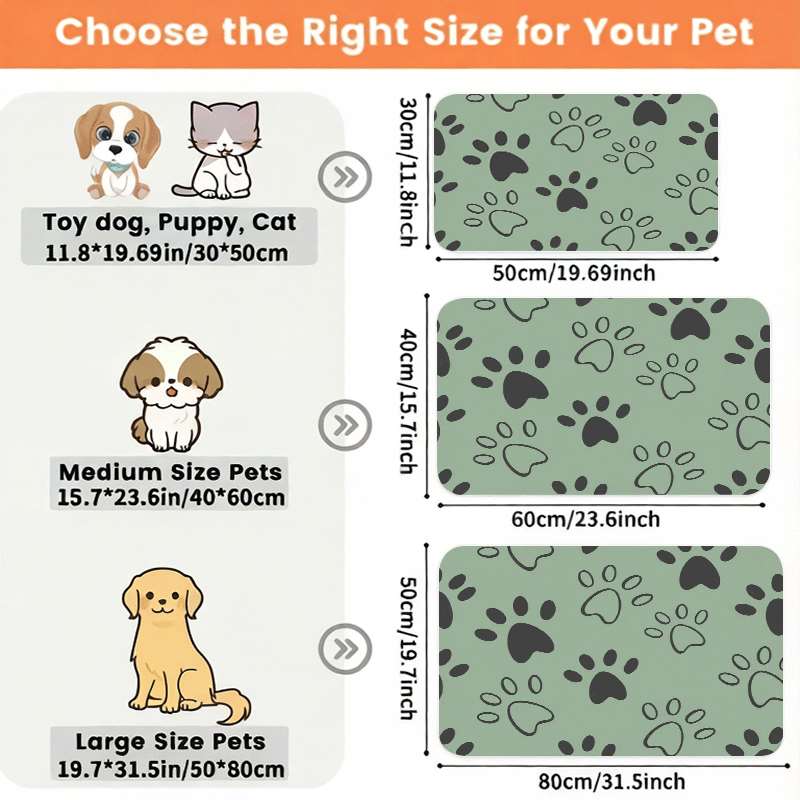 TEMU 1pc Non-slip Minimalist Paw Print Print Pet Feeding Mat, Cute Design, Leak-proof, Easy To Clean, Surface To Prevent Floor Stains. Machine
