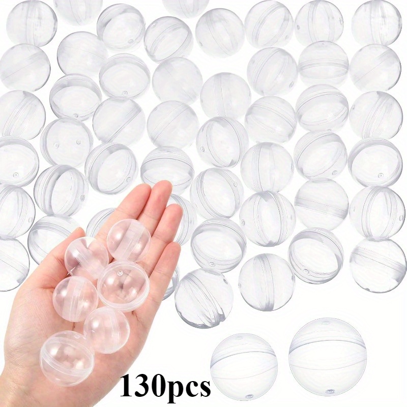 Image of 130pcs Clear Round Capsule Vending Machine Gumballs - 1.1 Inch Transparent Empty Containers For Easter Basket Stuffers, Birthday Party Favors, Diy Crafts & Treat Dispensers - Bulk Bulk Supplies