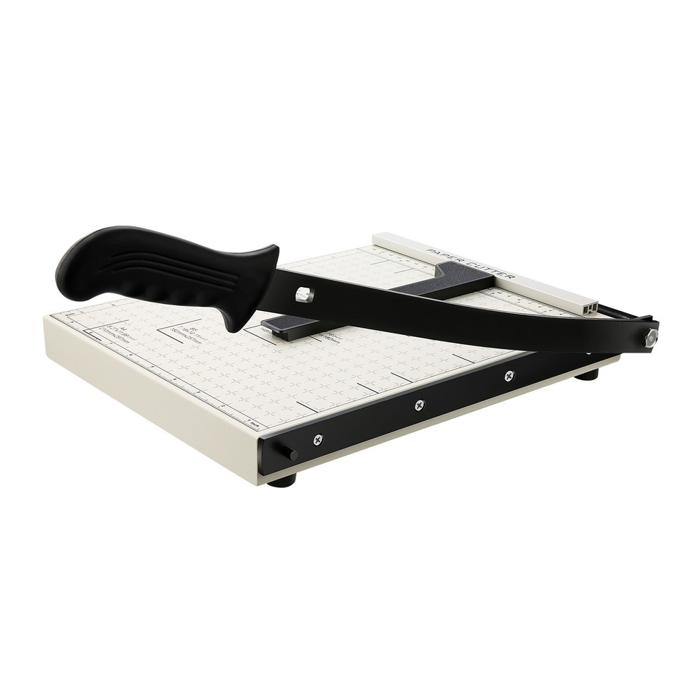 découpeuse de papier à guillotine robuste avec verrouillage de lame de sécurité et protège-lame,   de 10 feuilles - trancheuse de papier manuelle adaptée  , à limpression - lame en acier, pince et base antidérapante