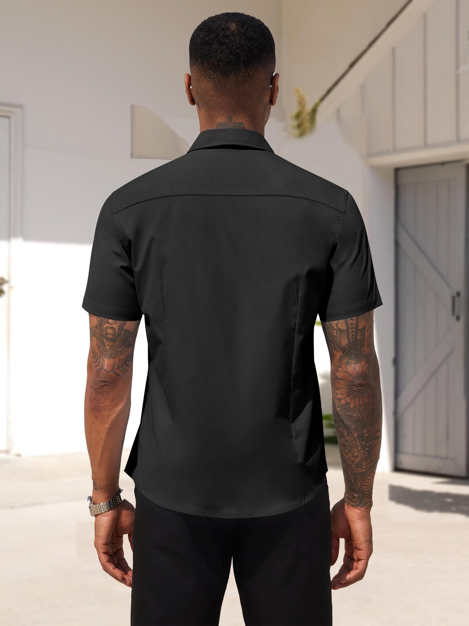 mens plus size dress shirts short sleeve business - Temu