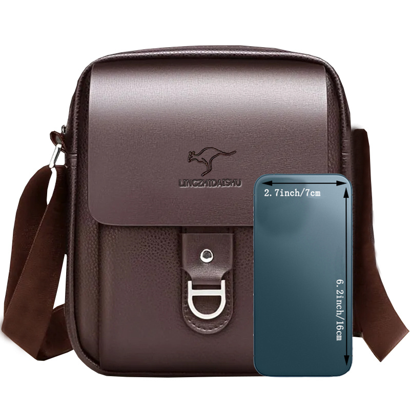 Sacoche Bandoulière Homme – Messenger Cuir Kangourou Sacoche - Adaptée aux quatre saisons - Sac à bandoulière unisexe carré pour hommes, sac bandoulière, imprimé kangourou vertical décontracté, sac messager portable pour voyage d