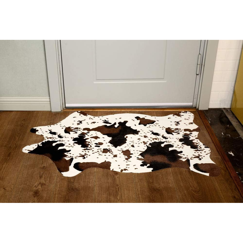 1pc alfombra   de piel de vaca realista adecuada para uso interior/  - resistente y de gran tamaño con adhesivo en la parte trasera,   de área (≥2. ) y   más largo (≥1.8m) - respaldo   de tpr y   de piel de vaca para uso comercial/residencial -   de limpiar