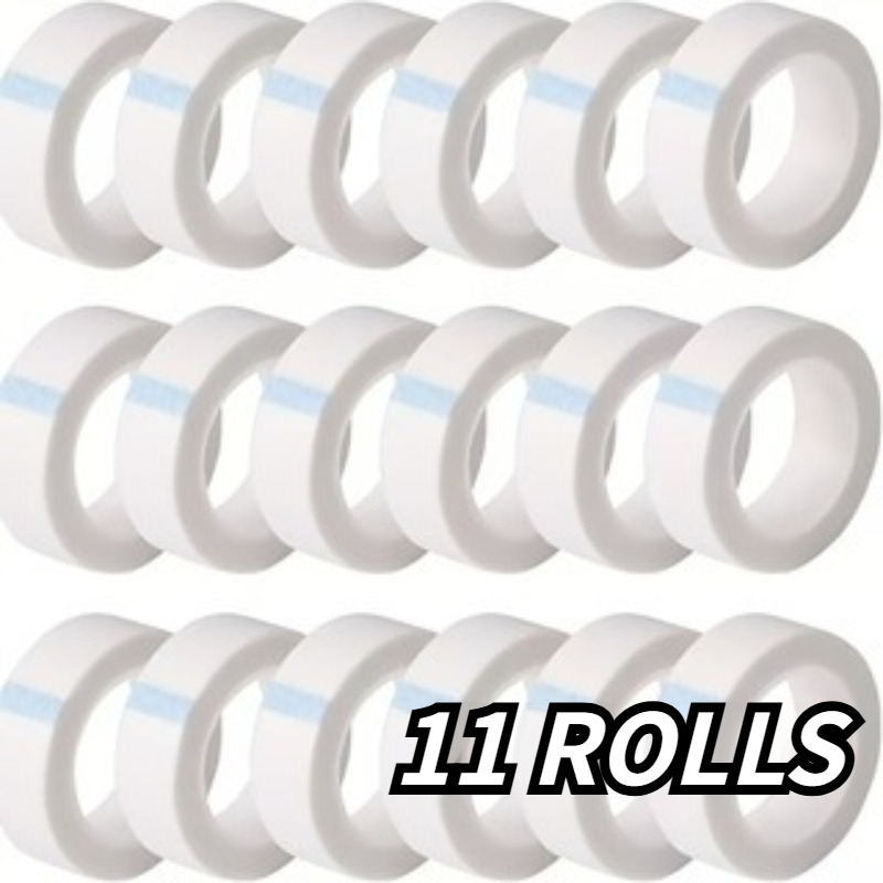 TEMU 11 Rouleaux de Ruban Hypoallergénique pour Extensions de Cils, 5 m par Rouleau, Tissu Non Tissé Microporeux Transparent, Respirant, Confortable