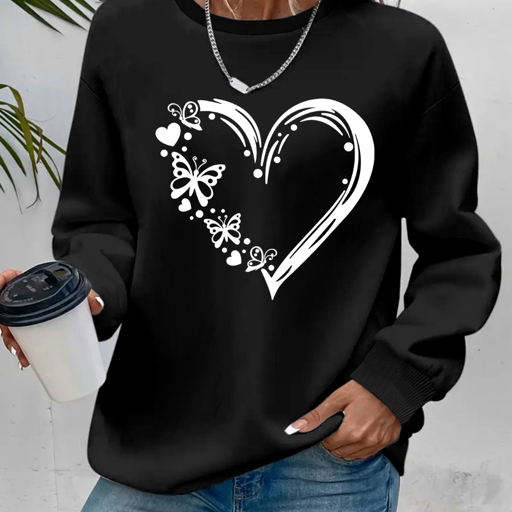 

Women's Casual And Fashionable Sports Sweatshirt, Suitable For Autumn And Winter, Comfortable And Soft, Heart Pattern