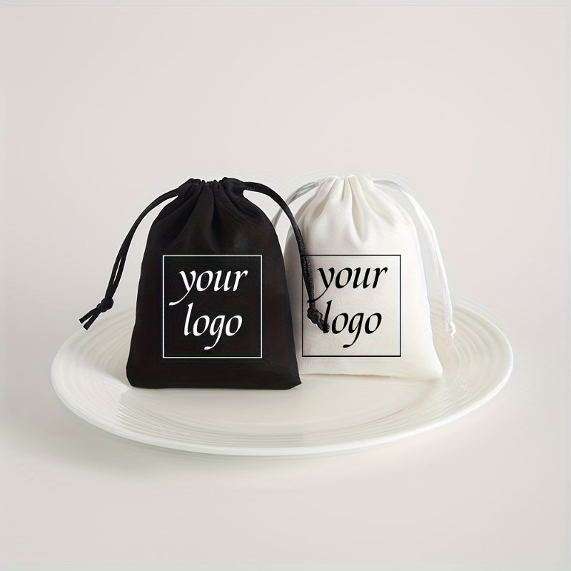 Custom Logo and Name Gift Bags, Soft Flannel Jewelry Pouch