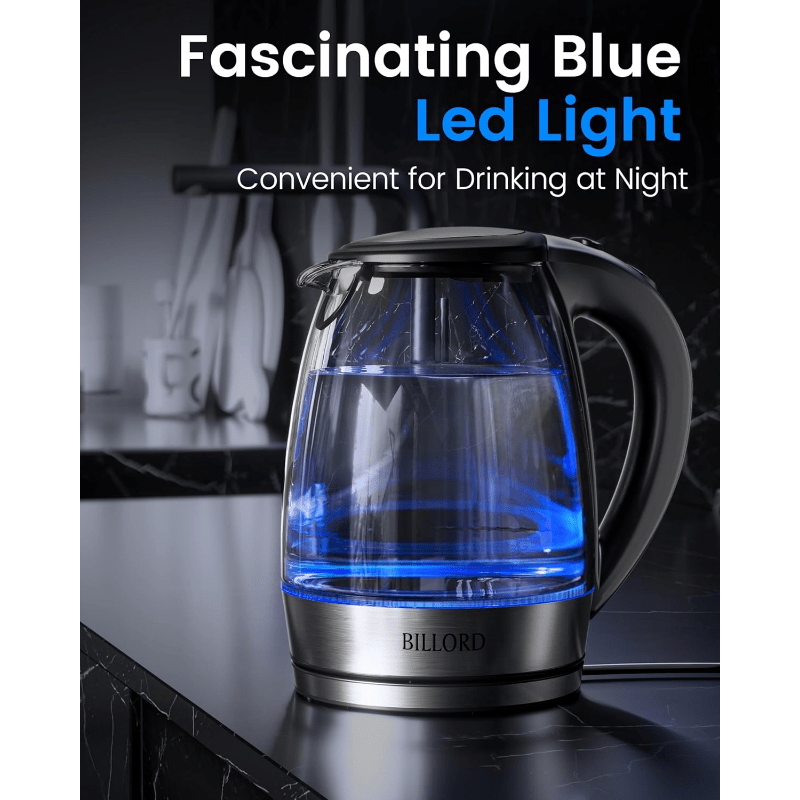 TEMU Heymyth Electric Kettle - 1.8l Glass Kettle For , 2200w Hot Water Boiler, Fast Boiling Water Kettle, Quick Boiler Stainless Steel & Glass With