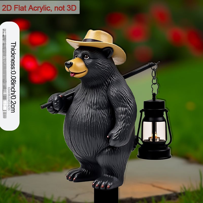 TEMU 2d Flat, [2d Flat] 2d , [2d Flat] 1pc 2d Flat Art Acrylic Flower Pot, Bear With Hat And Lantern Shaped Planter Decoration, Suitable For Outdoor
