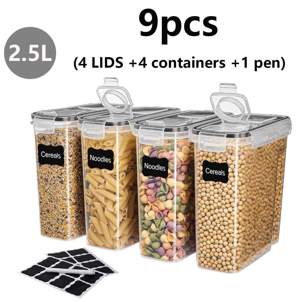TEMU 9pcs Sealed Food Storage Container Set, Effectively Prevents Leakage, Keeps Food Dry, Organization For Rv Kitchens, Refrigerators, And Pantry,